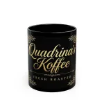 Quadrina's Koffee — Midnight Gold Mug (11oz, Black)