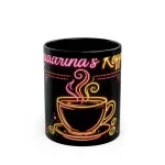 Quadrina's Koffee — Neon Sign Mug (11oz, Black)